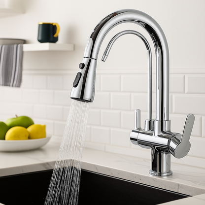 Solidna Bateria kuchenna trójdrożna - z dodatkową wylewką do systemów filtracji