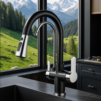 Solidna Bateria kuchenna trójdrożna - z dodatkową wylewką do systemów filtracji