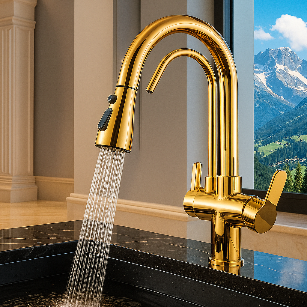 Solidna Bateria kuchenna trójdrożna - z dodatkową wylewką do systemów filtracji