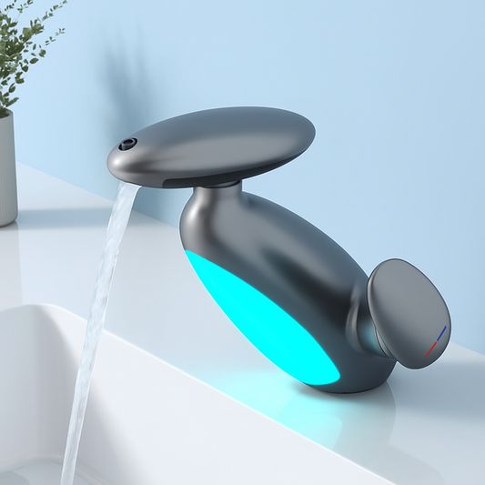 Bateria umywalkowa LED z wyciąganą wylewką | Bezprzewodowy wskaźnik temperatury i 4 tryby strumienia