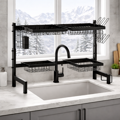 System oszczędzania miejsca nad zlewem – premium organizer kuchenny 2-poziomowy