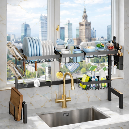 System oszczędzania miejsca nad zlewem – premium organizer kuchenny 2-poziomowy